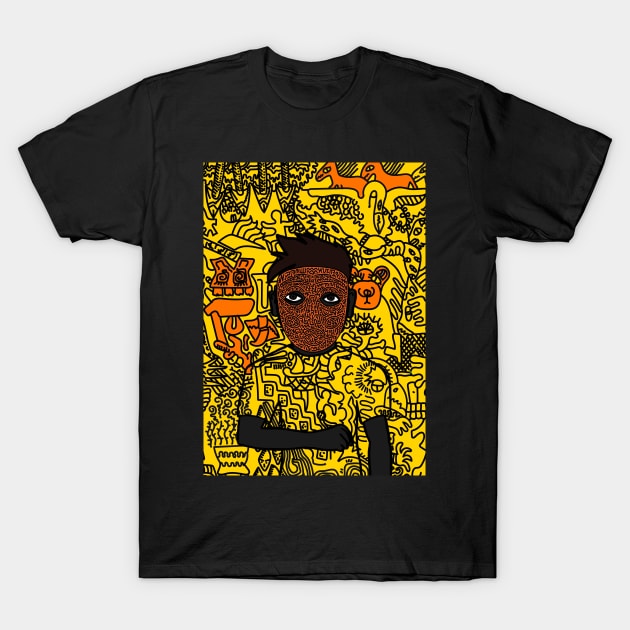 MaleMask NFT with DoodleEye Color and DarkSkin Color - Unnamed T-Shirt by Hashed Art